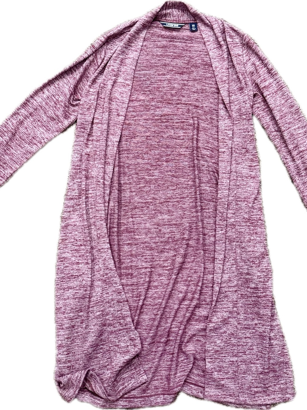 Lands’ End Open Front Cardigan XS 2-4 Heathered Purple Long Sleeve